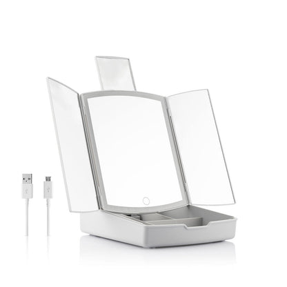 Espejo LED Plegable con Organizador de Maquillaje 3 en 1 Panomir