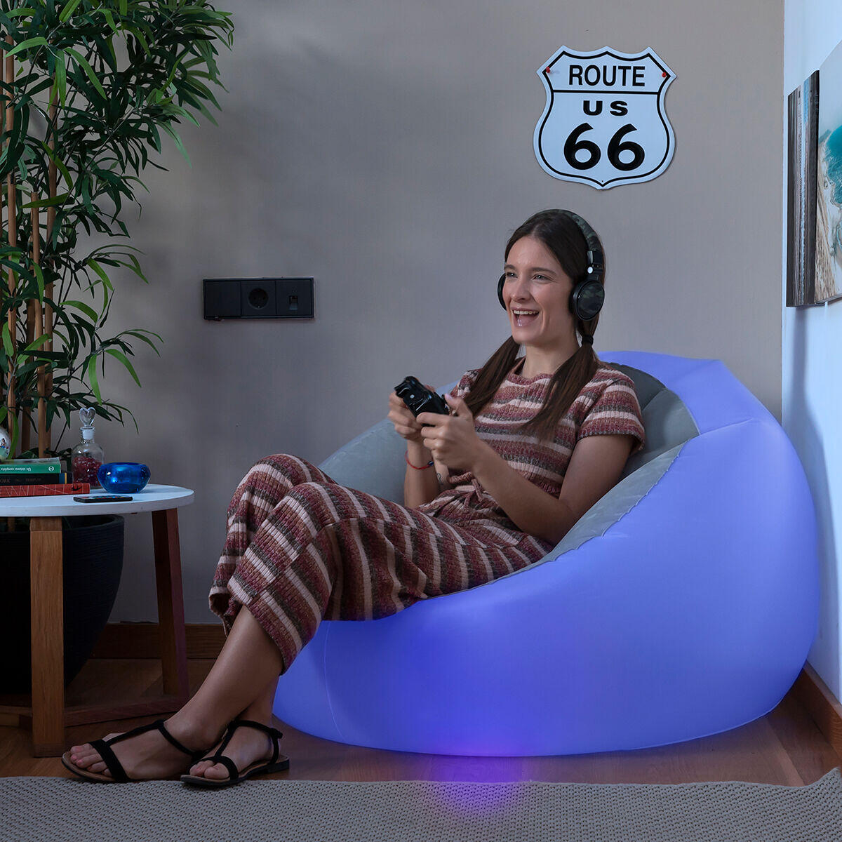 Sillón inflable inteligente con luz LED